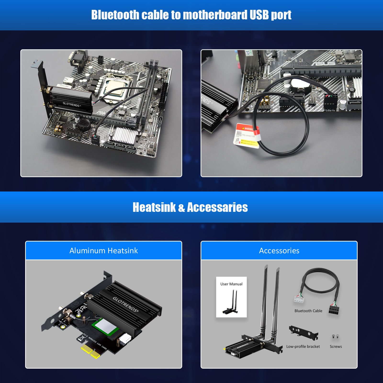 BE6500 WiFi 7 PCIe WiFi Card for AMD/Intel Desktop PC with MT7925B Controller, Bluetooth 5.4