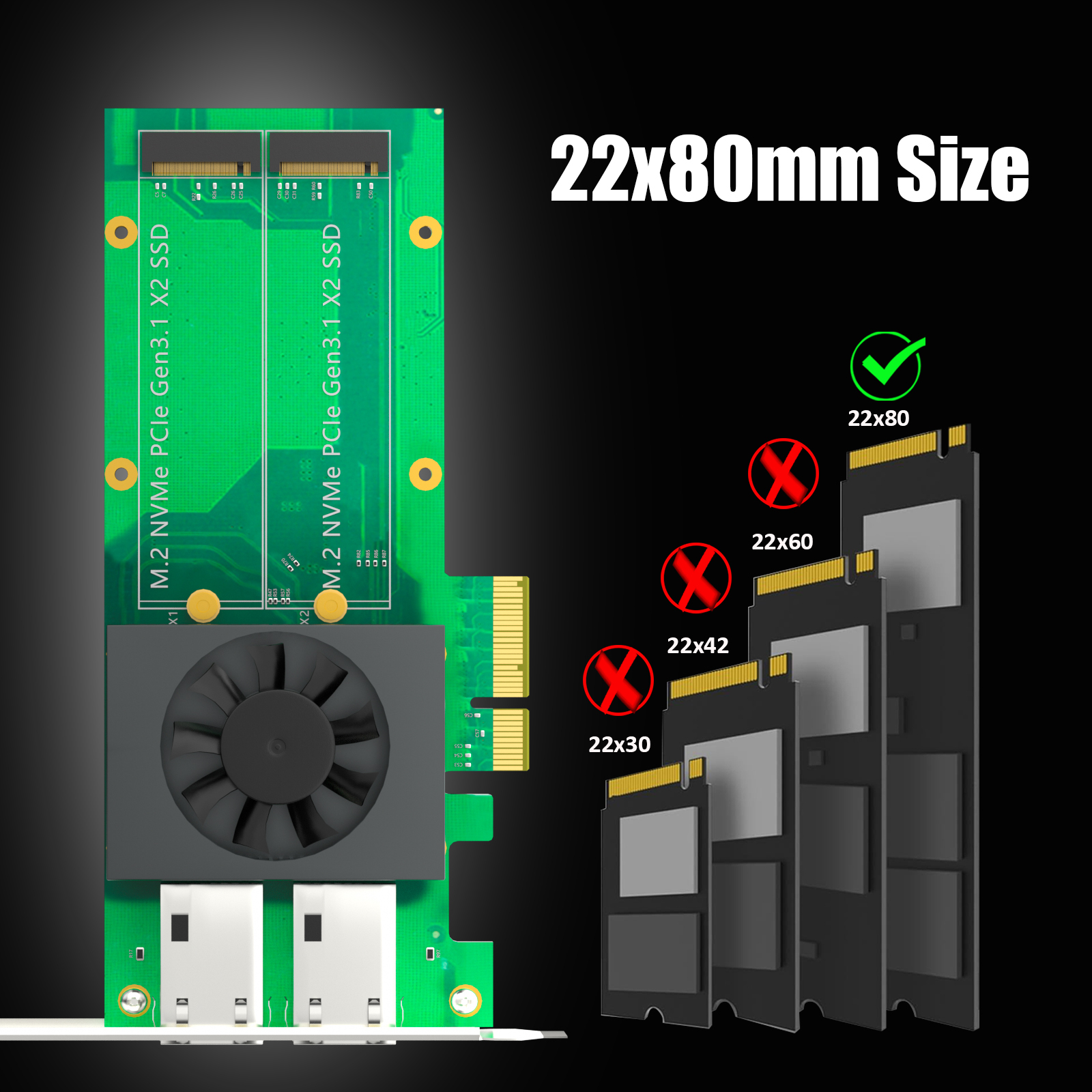 ST5114 Dual M.2 PCIe Adapter with 2 x 2.5Gb RJ45 Port, PCIe 3.0 X4 Interface, Support PCIe Bifurcation, Setup Soft M.2 NVMe RAID via OS Tool