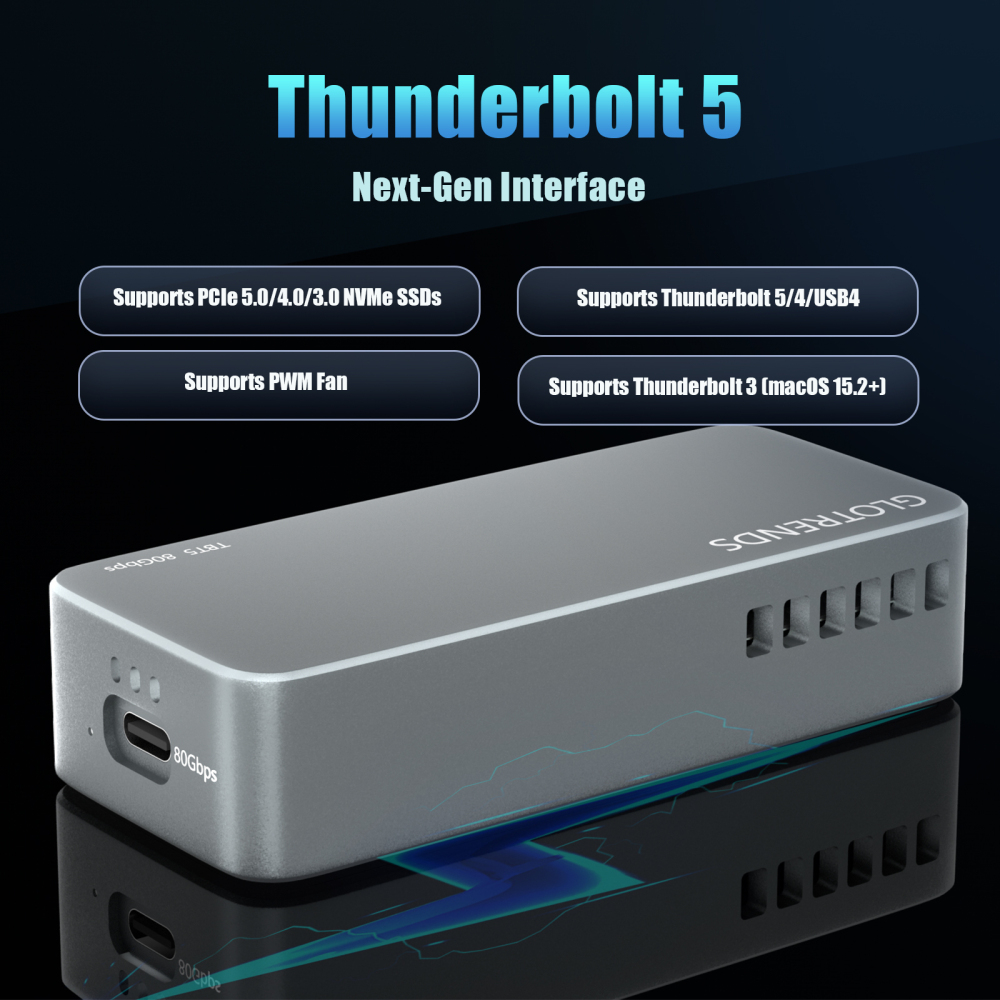 EM6001 80Gbps M.2 NVMe SSD Enclosure, Compatible with Thunderbolt 5/4/3/USB4