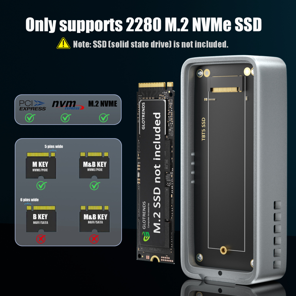 EM6001 80Gbps M.2 NVMe SSD Enclosure, Compatible with Thunderbolt 5/4/3/USB4