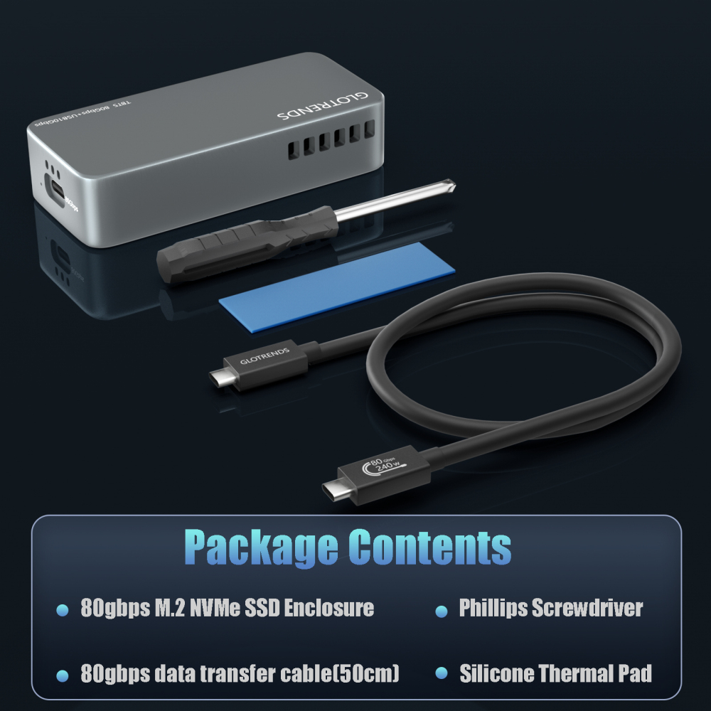 EM6002 80Gbps M.2 NVMe SSD Enclosure, Compatible with Thunderbolt 5/4/3/USB4 and USB 3.2(10Gbps)/3.1/3.0/2.0