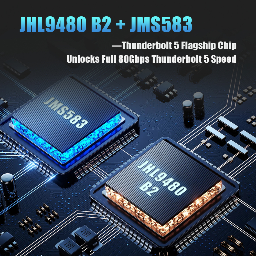 EM6002 80Gbps M.2 NVMe SSD Enclosure, Compatible with Thunderbolt 5/4/3/USB4 and USB 3.2(10Gbps)/3.1/3.0/2.0