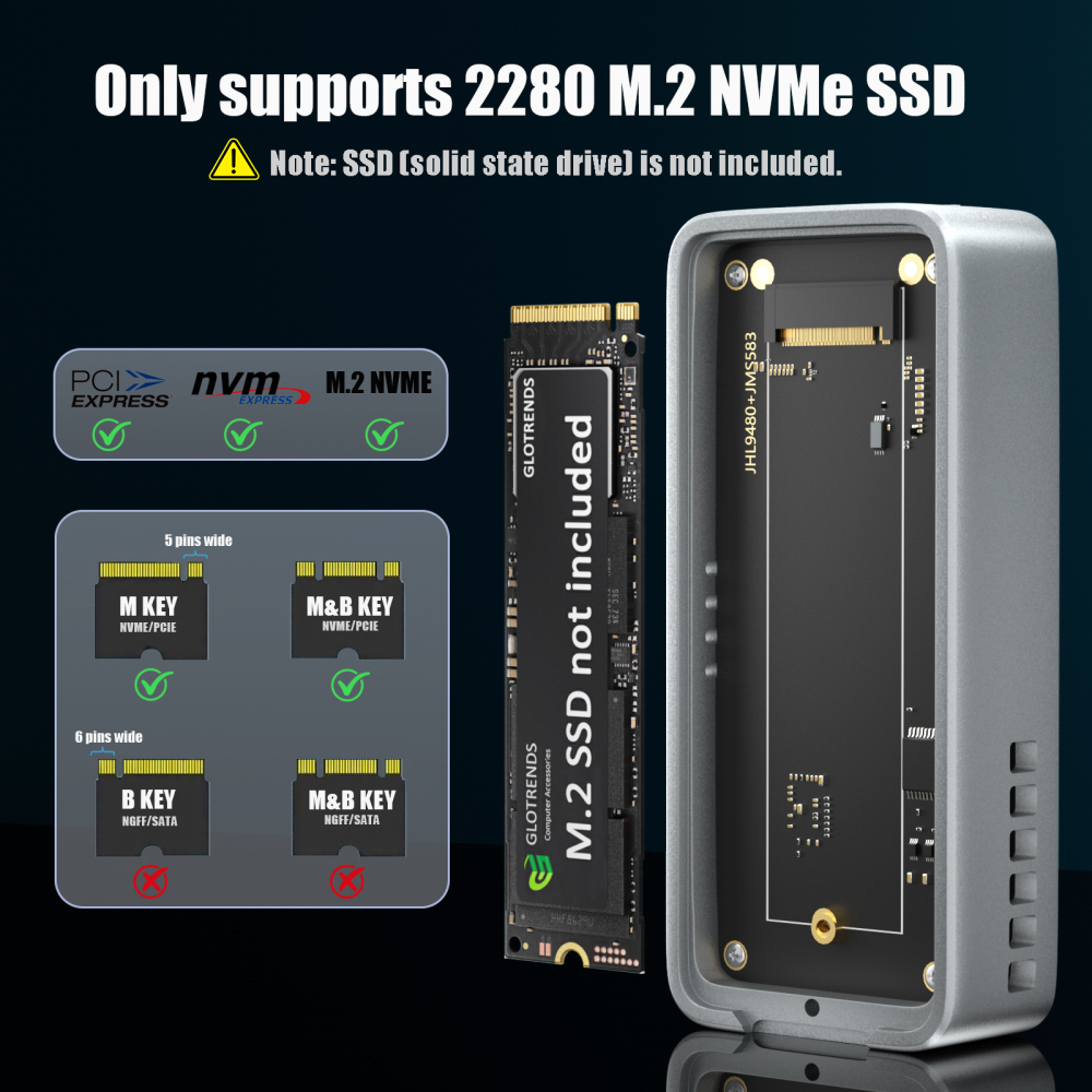 EM6002 80Gbps M.2 NVMe SSD Enclosure, Compatible with Thunderbolt 5/4/3/USB4 and USB 3.2(10Gbps)/3.1/3.0/2.0