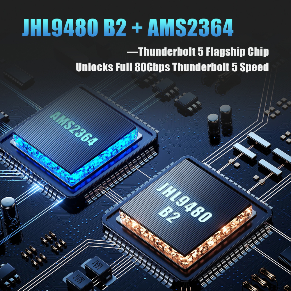 EM6003 80Gbps M.2 NVMe SSD Enclosure, Compatible with Thunderbolt 5/4/3/USB4 and USB 3.2(20Gbps)/3.1/3.0/2.0