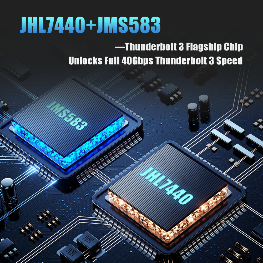 EM6007 Thunderbolt 3 40Gbps M.2 NVMe SSD Enclosure, Compatible with Thunderbolt 5/4/3/USB4 and USB 3.2(10Gbps)/3.1/3.0/2.0