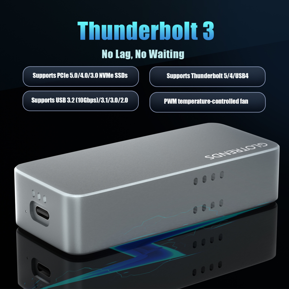 EM6007 Thunderbolt 3 40Gbps M.2 NVMe SSD Enclosure, Compatible with Thunderbolt 5/4/3/USB4 and USB 3.2(10Gbps)/3.1/3.0/2.0