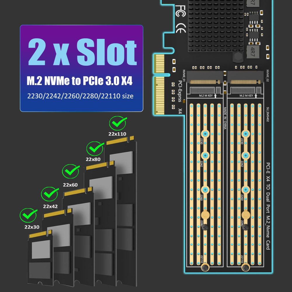 PA20 Dual M.2 NVMe to PCIe 3.0 X4 Adapter with PCIe Bifurcation, Setup Soft M.2 NVMe RAID via OS Tool