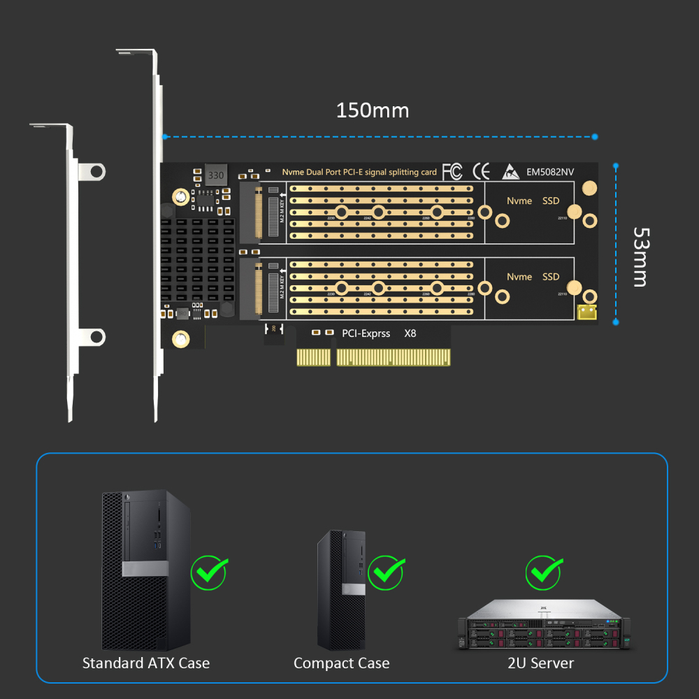 PA21 Dual M.2 NVMe to PCIe 4.0 X8 Adapter Without PCIe Bifurcation, Setup Soft M.2 NVMe RAID via OS Tool