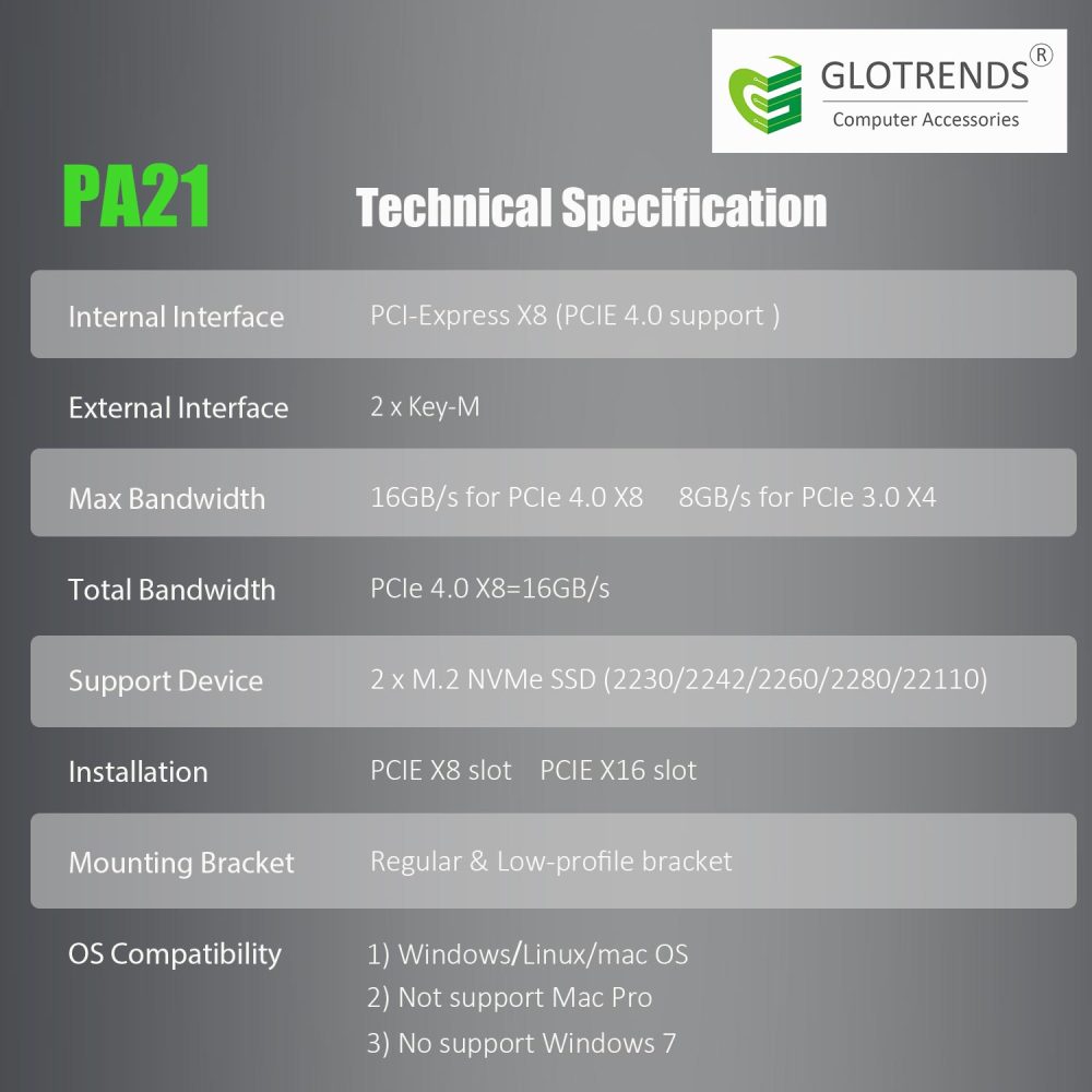 PA21 Dual M.2 NVMe to PCIe 4.0 X8 Adapter Without PCIe Bifurcation, Setup Soft M.2 NVMe RAID via OS Tool