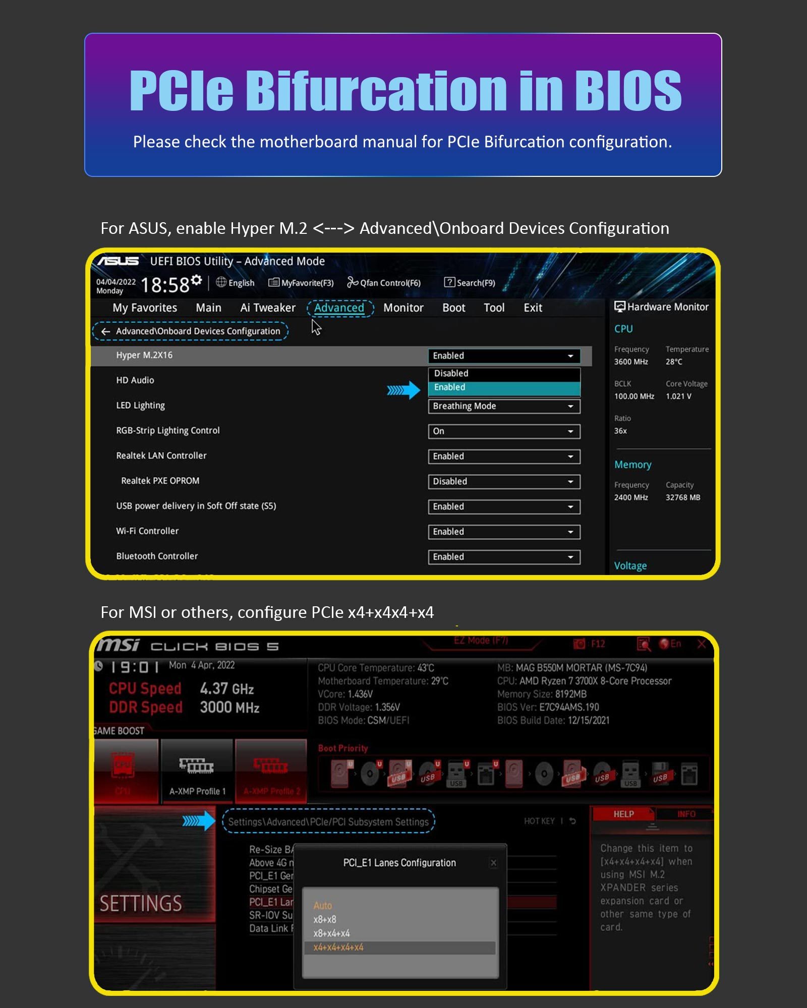 PA41 Quad M.2 NVMe to PCIe 4.0 X16 Adapter Without PCIe Bifurcation, Setup Soft M.2 NVMe RAID via OS Tool