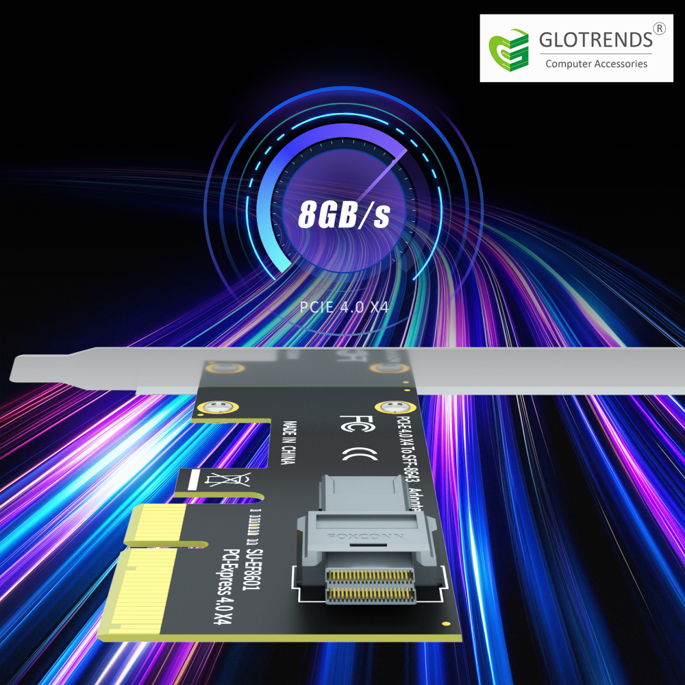 SF01 SFF-8643(Mini-SAS HD) to PCIE 4.0 X4 Adapter Card, Regular and Low-profible Bracket