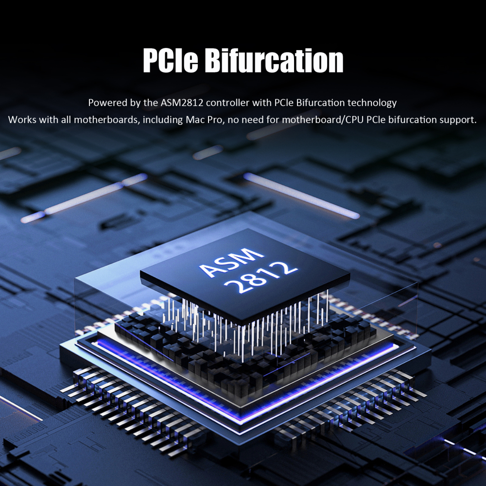 SF22 2-Port SFF-8643(Mini-SAS HD) to PCIE 3.0 X4 Adapter Card with PCIe Bifurcation Function, Regular and Low-profible Bracket