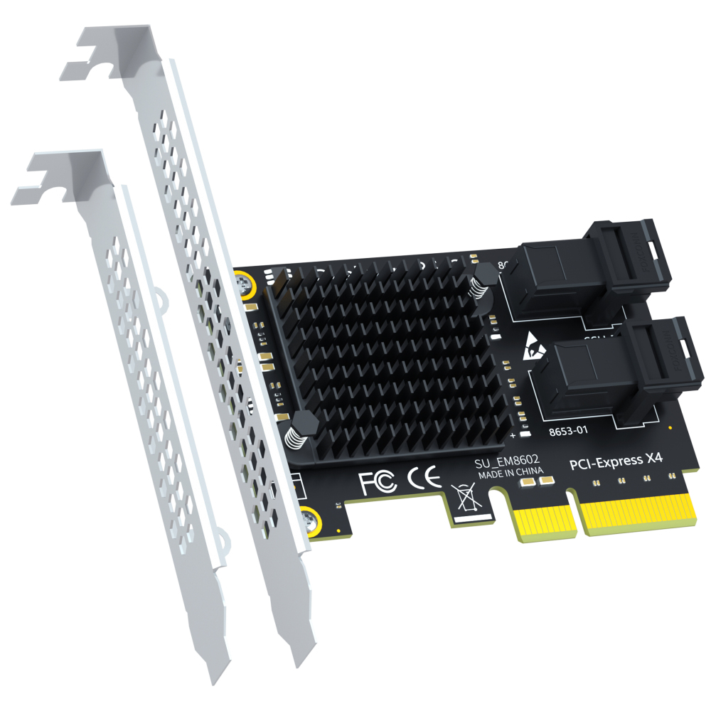 SF22 2-Port SFF-8643(Mini-SAS HD) to PCIE 3.0 X4 Adapter Card with PCIe Bifurcation Function, Regular and Low-profible Bracket