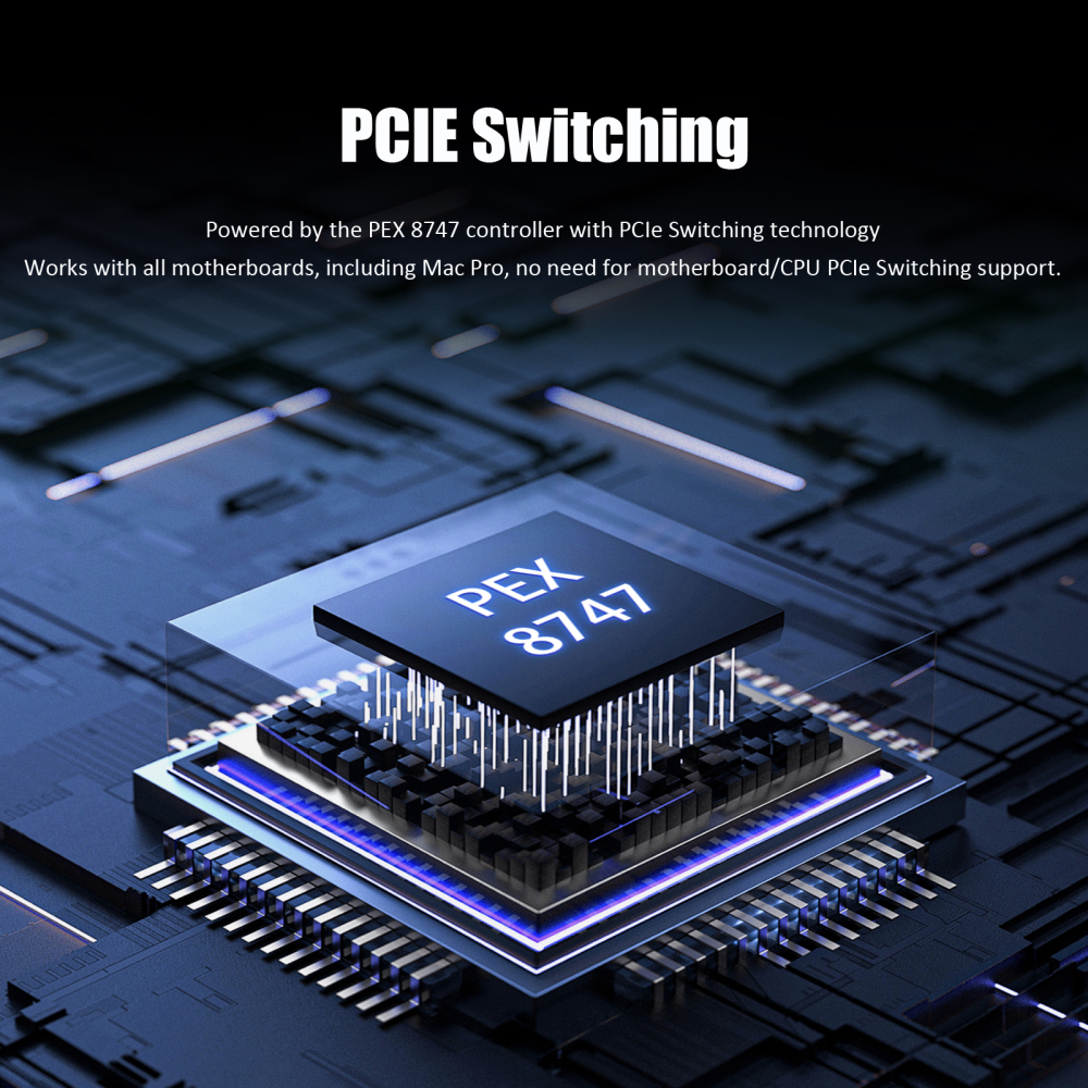 ST583 4-Port SFF-8643 to PCIE 3.0 X16 Adapter Card with PEX8747 Controller for High-Density U.2/U.3/M.2 NVMe RAID Storage Solution