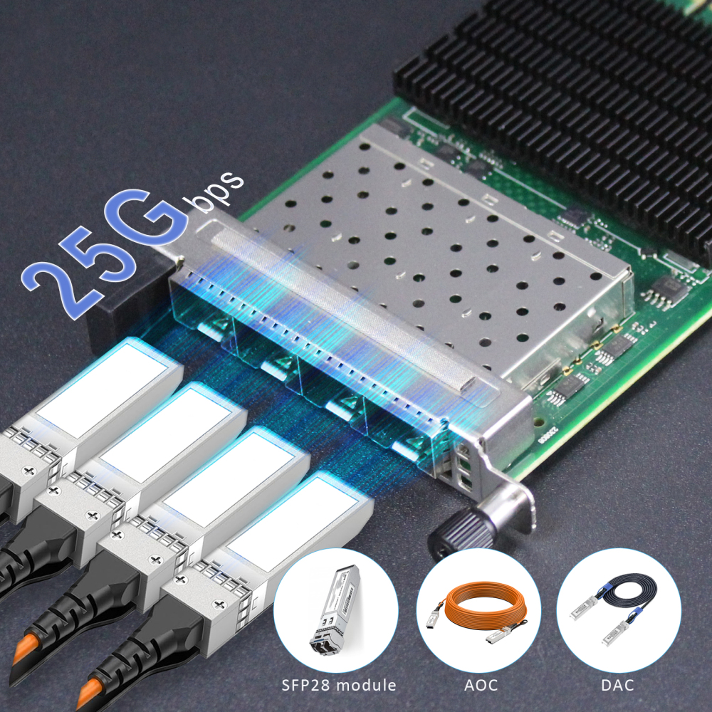 4-Port 25Gbps SFP28 OCP 3.0 Network Card with Intel E810-CAM1 Controller