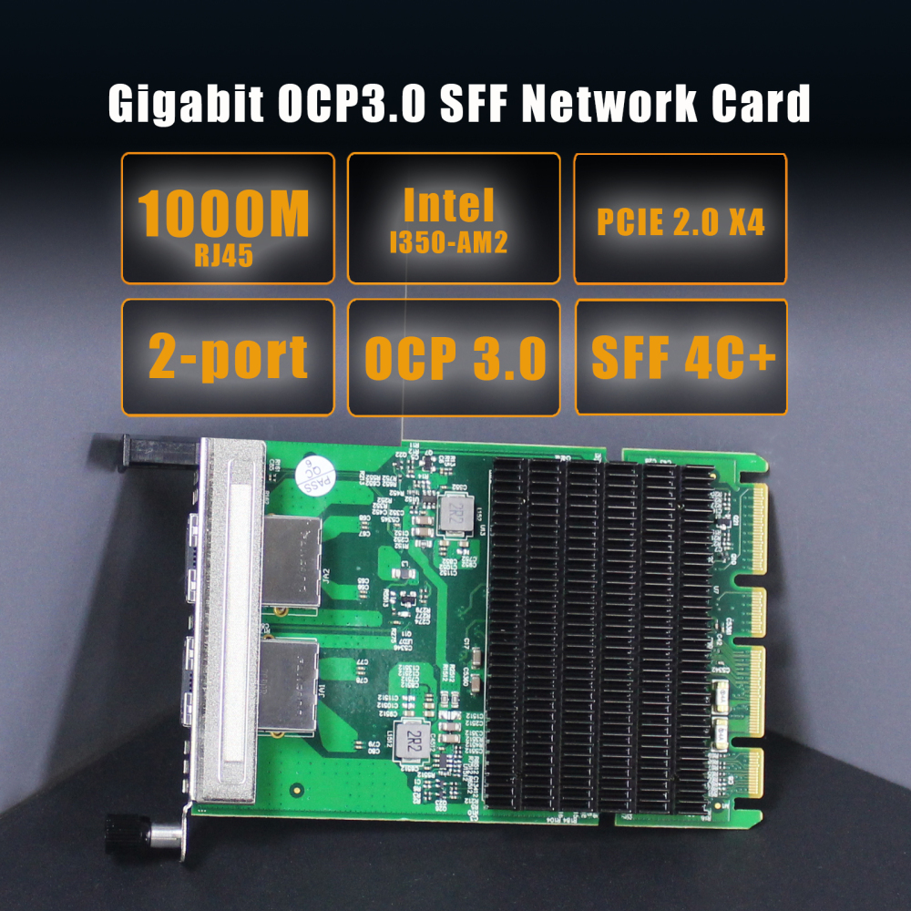 2-Port Gigabit RJ45 OCP 3.0 Network Card with Intel I350-AM2 Controller