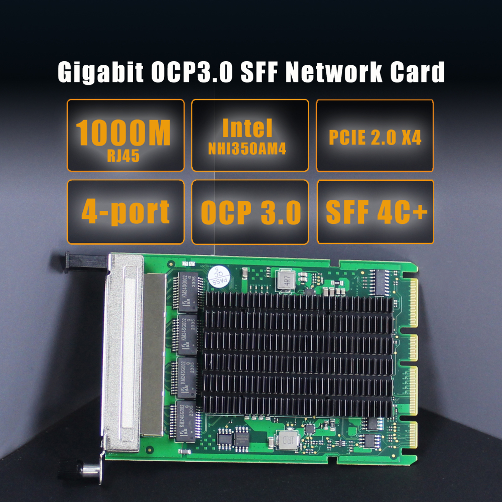 4-Port Gigabit RJ45 OCP 3.0 Server Network Card with Intel I350-AM4 Controller