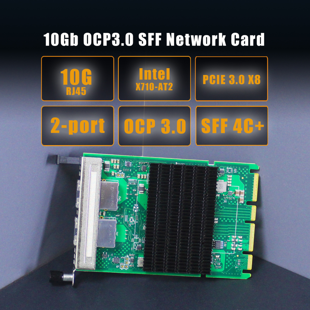 2-Port 10Gbps RJ45 OCP 3.0 Network Card with Intel X710-AT2 Controller