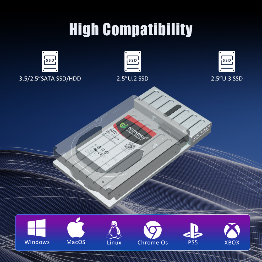 20Gbps USB-C to 2.5/3.5 Inch U.2 SSD Docking Station