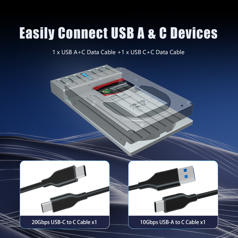 20Gbps USB-C to 2.5/3.5 Inch U.2 SSD Docking Station