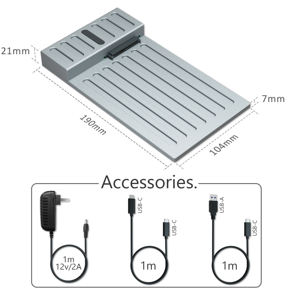 20Gbps USB-C to 2.5/3.5 Inch U.2 SSD Docking Station