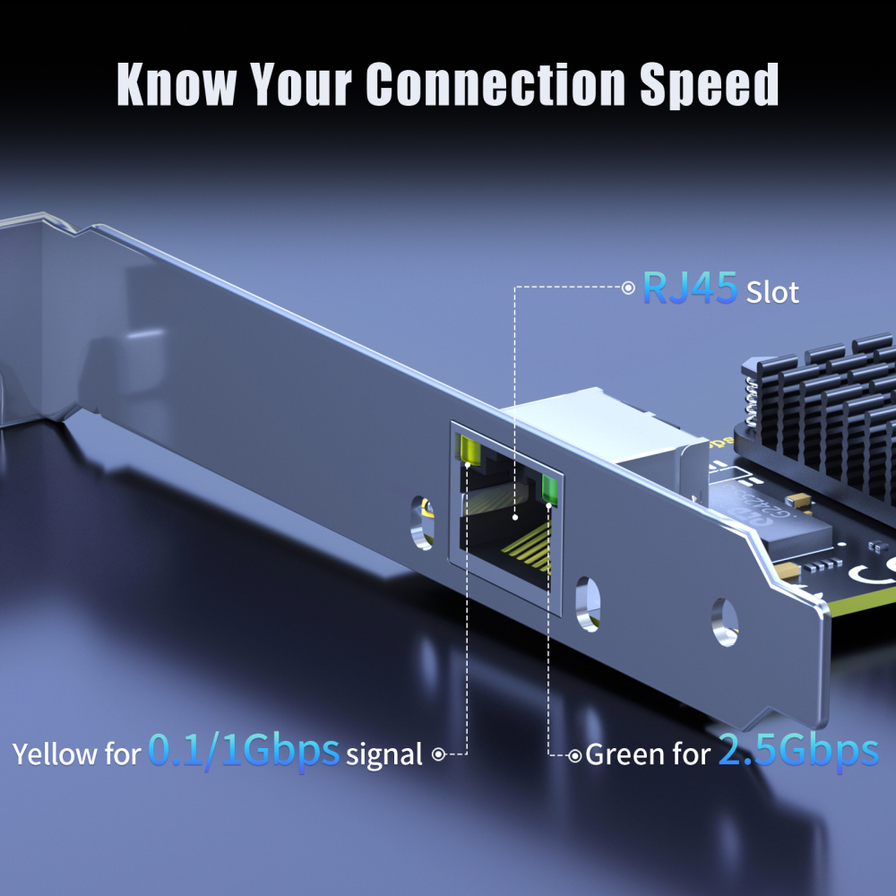2.5Gb Network Card for Desktop PC/Server, RJ45 Port, 2500/1000/100Mbps Speed