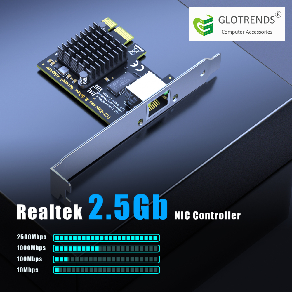 2.5Gb Network Card for Desktop PC/Server, RJ45 Port, 2500/1000/100Mbps Speed