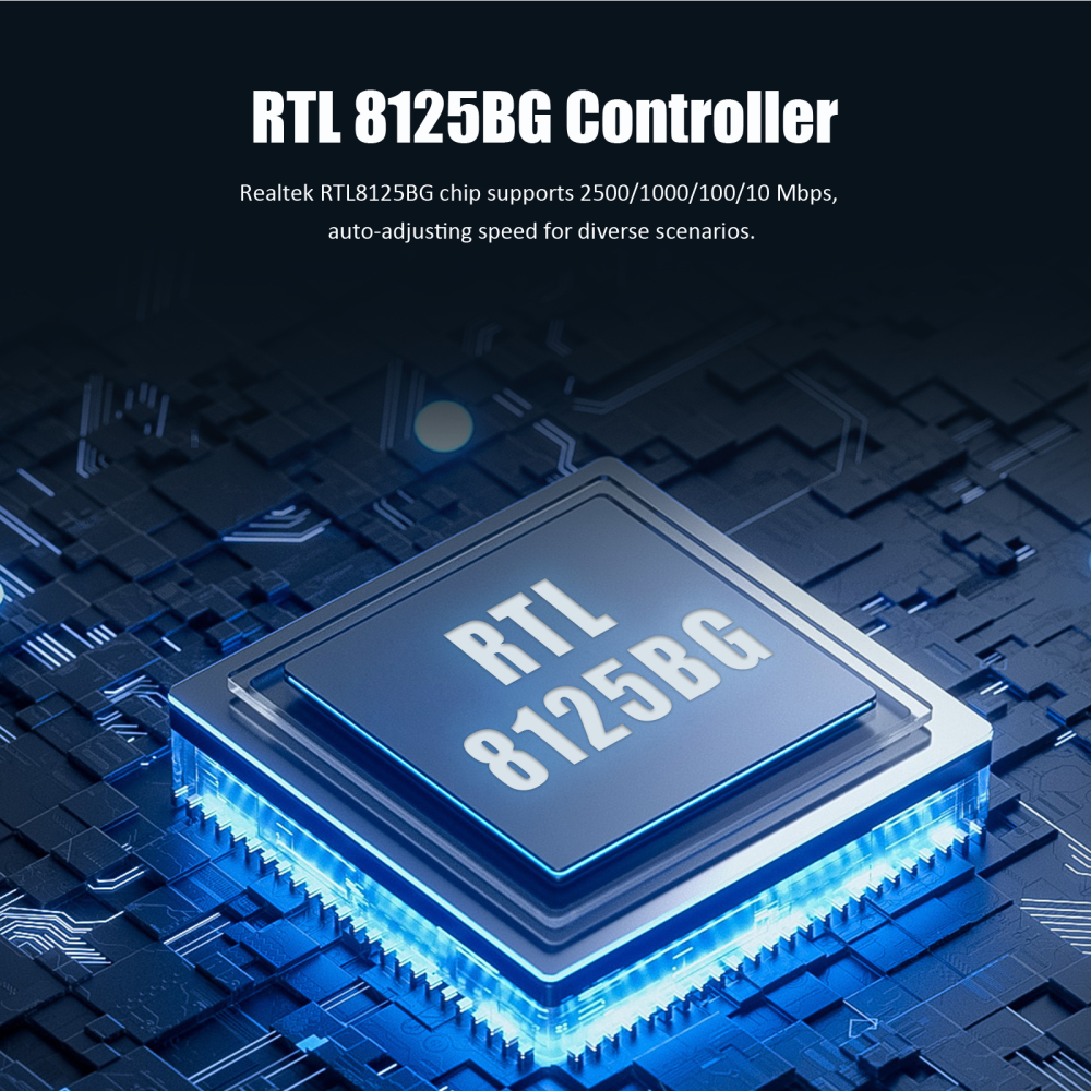 2.5Gb Network Card for Desktop PC/Server, RJ45 Port, 2500/1000/100Mbps Speed