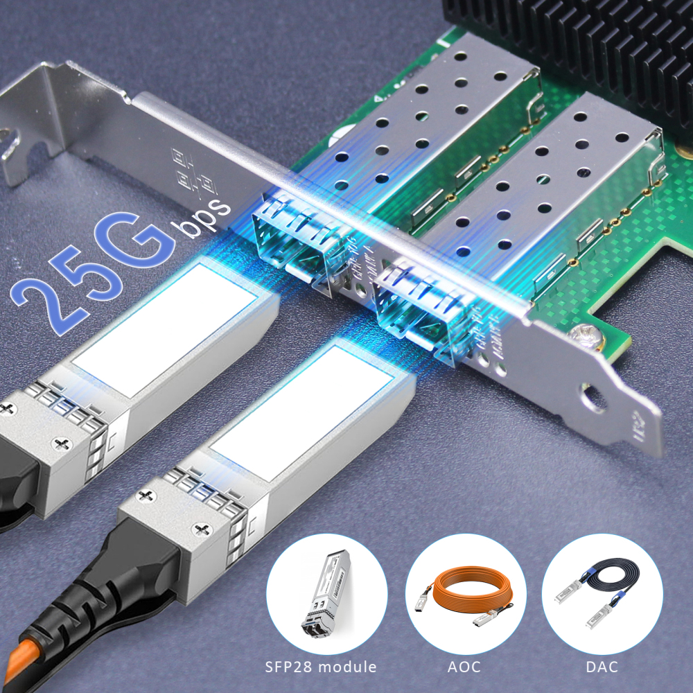 25Gb Network Card with 2 SFP28 Port, Intel E810-XXVAM2 Controller