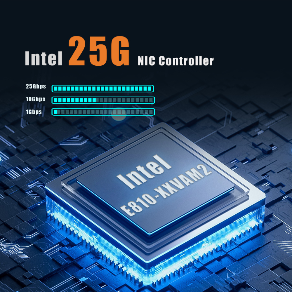 25Gb Network Card with 2 SFP28 Port, Intel E810-XXVAM2 Controller