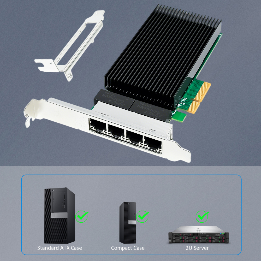 2.5Gb Network Card with 4 RJ45 Port, Intel I226-V Controller,PCIe 3.1 x4, Low Profile