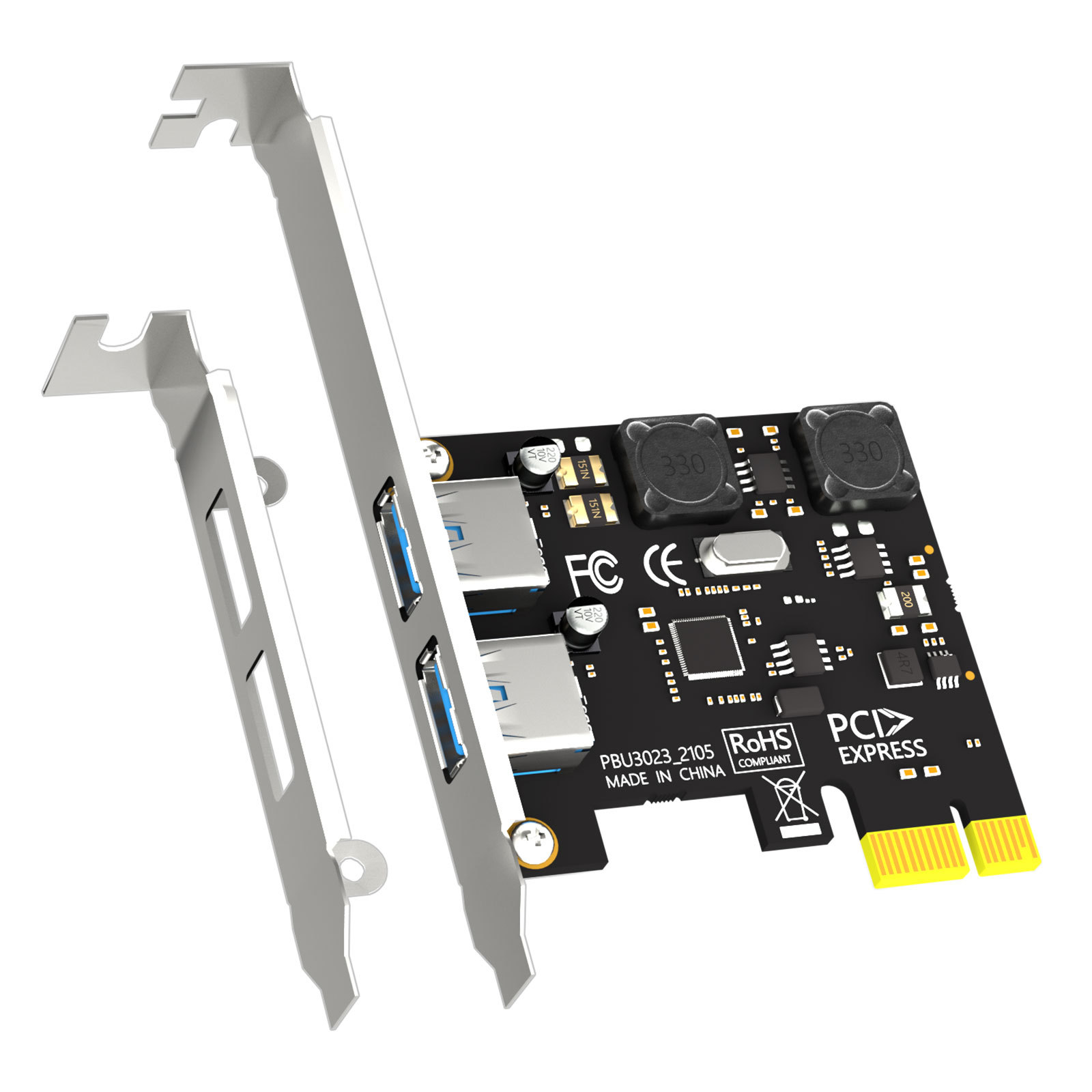 2 Port PCIe USB A Expansion Card, 2 USB-A Ports (USB 3.2 Gen 1)
