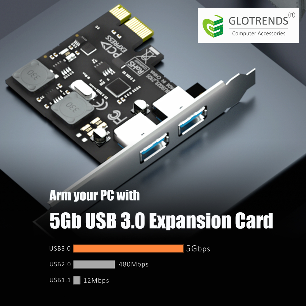 2 Port PCIe USB A Expansion Card, 2 USB-A Ports (USB 3.2 Gen 1)