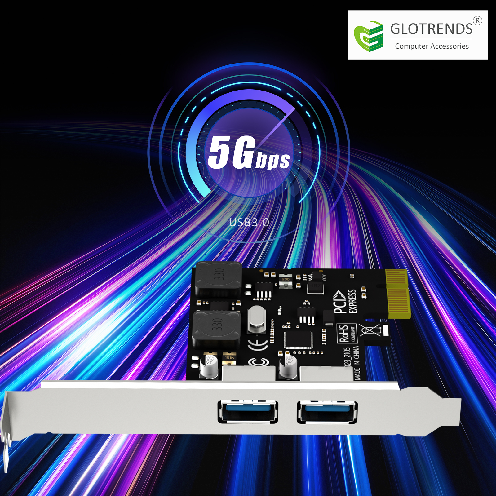 2 Port PCIe USB A Expansion Card, 2 USB-A Ports (USB 3.2 Gen 1)
