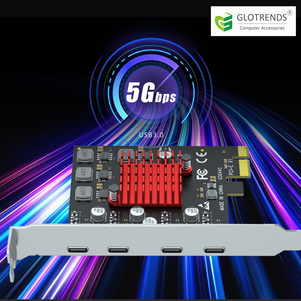 4-Port PCIe USB Expansion Card, 4 USB-C Ports (USB 3.2 Gen 1)