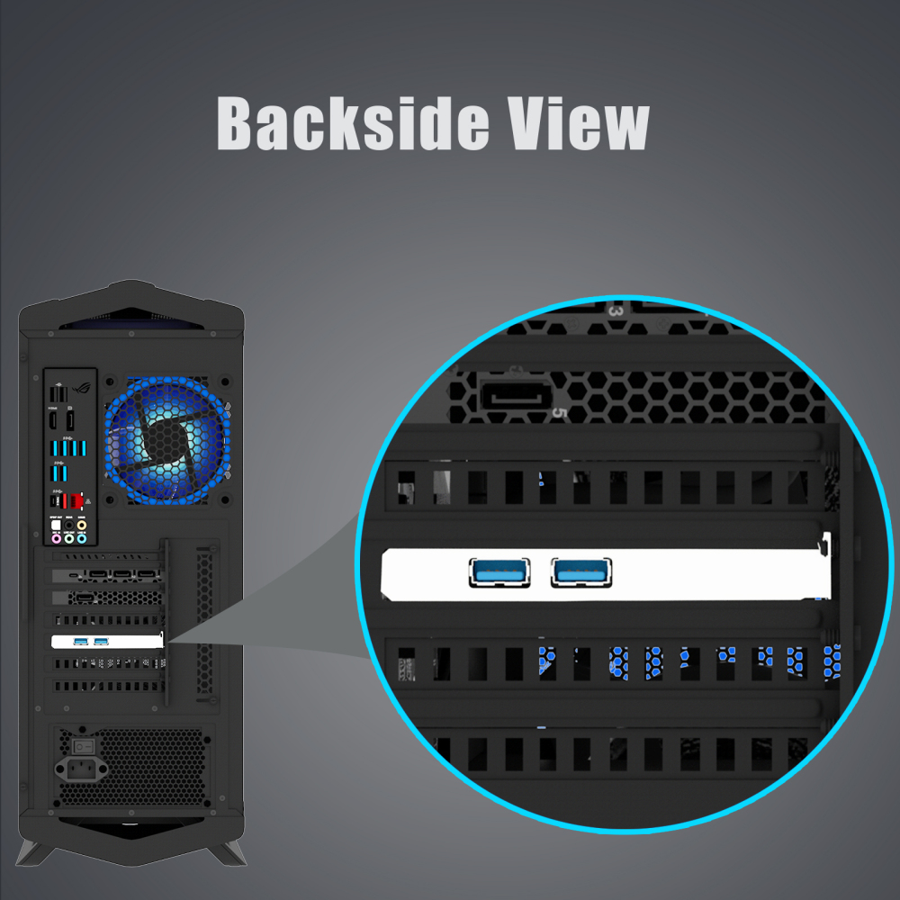 2-Port PCIe USB-A Expansion Card with 19Pin USB Header for Front Panel