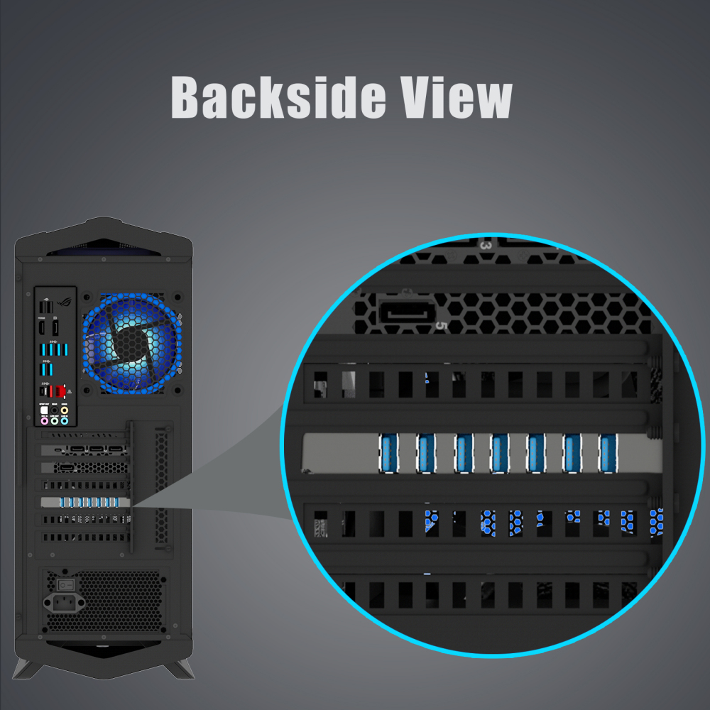 7-Port PCIe USB-A Expansion Card, 5Gbps Speed (USB 3.2 Gen 1),PCIe 2.0 X1 Interface