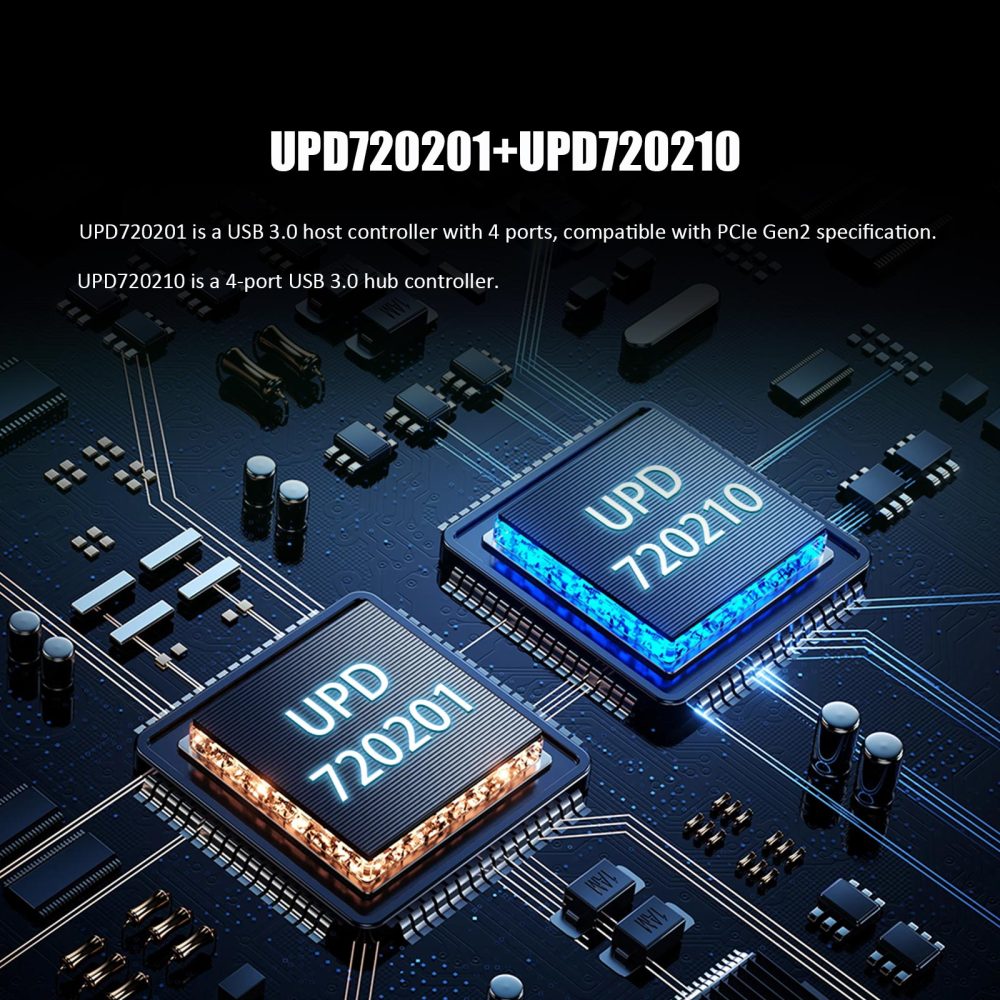 7-Port PCIe USB-A Expansion Card, 5Gbps Speed (USB 3.2 Gen 1),PCIe 2.0 X1 Interface