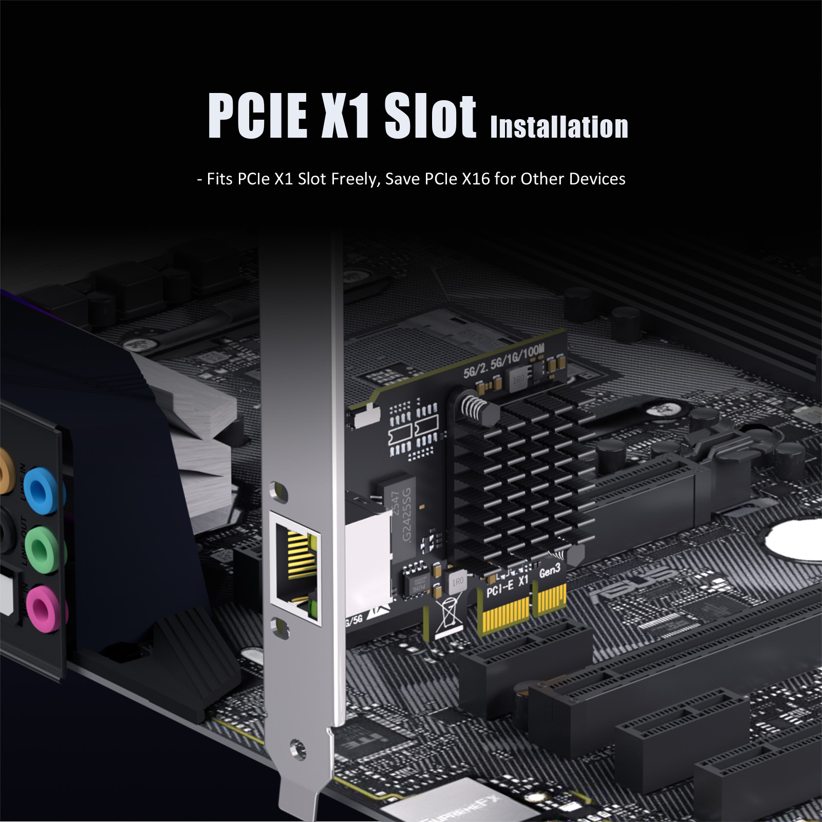 LE8126P 5Gb PCIe Network Card for Desktop PC/Server, RJ45 Port, WOL, PXE Legacy BIOS and UEFI