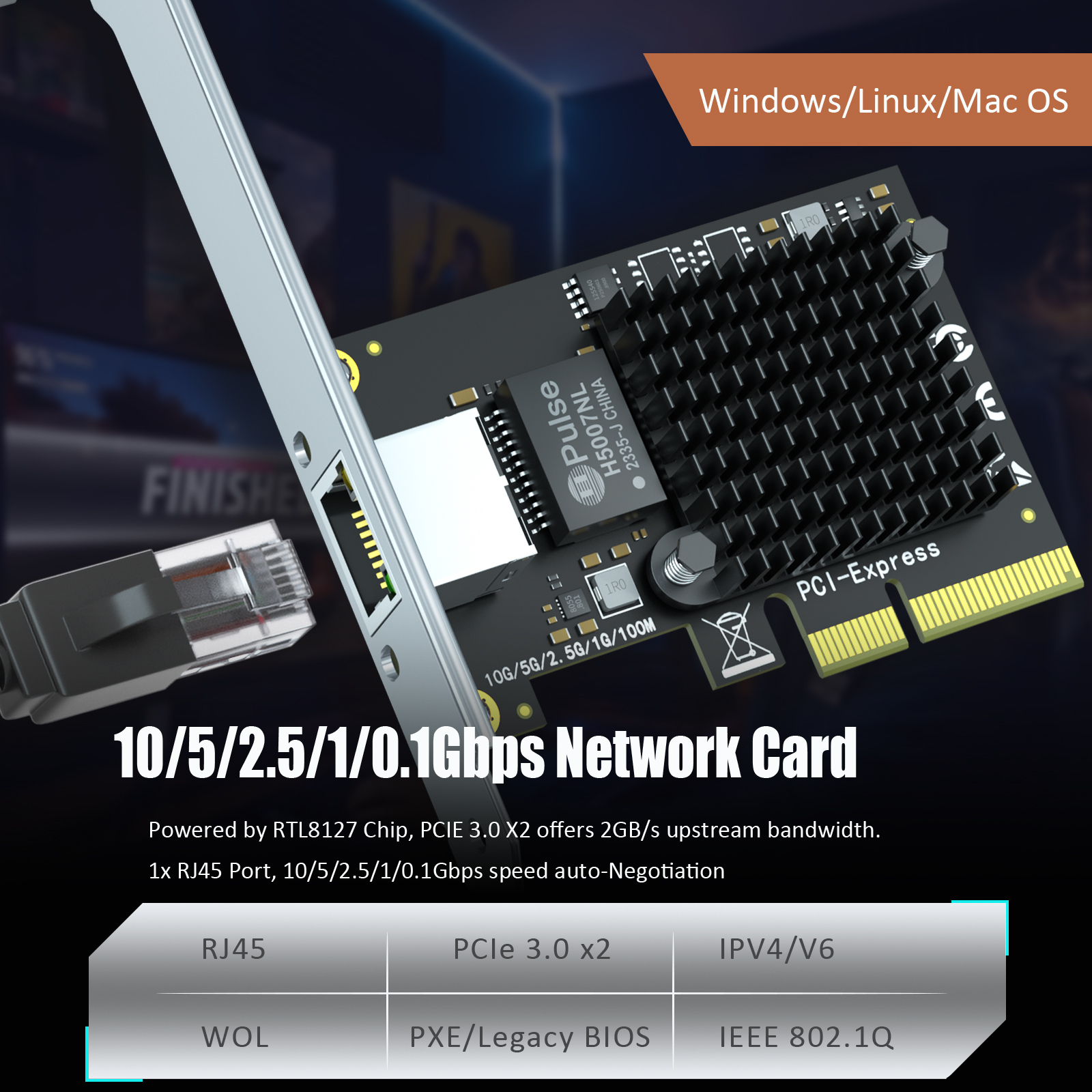 LE8127T1(X4) 10Gb RJ45 Ethernet Network Card