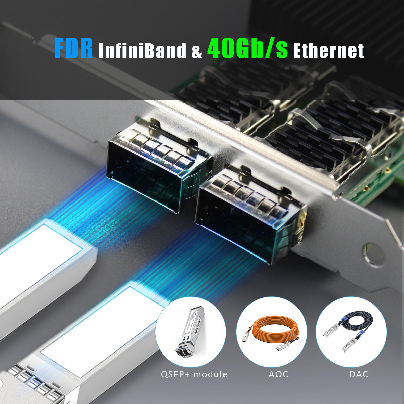 ST7384 2-Port QSFP+ VPI RDMA Network Card, ConnectX-3, FDR InfiniBand / 40Gb Ethernet