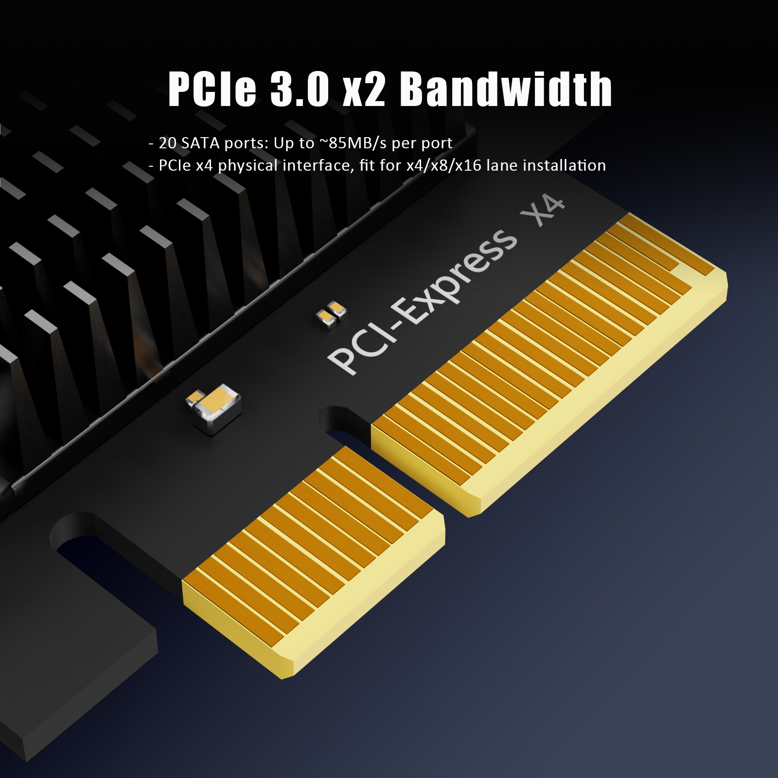SA3220C 20-Port SATA Expansion Card, PCIE X4 Interface