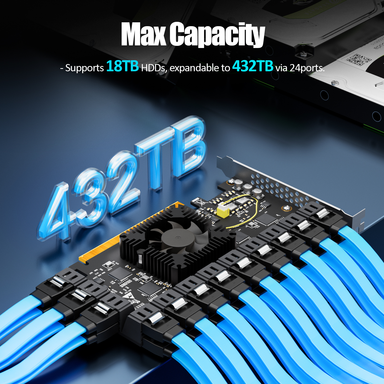 SA3824C 24-Port SATA Expansion Card, PCIE X16 Interface