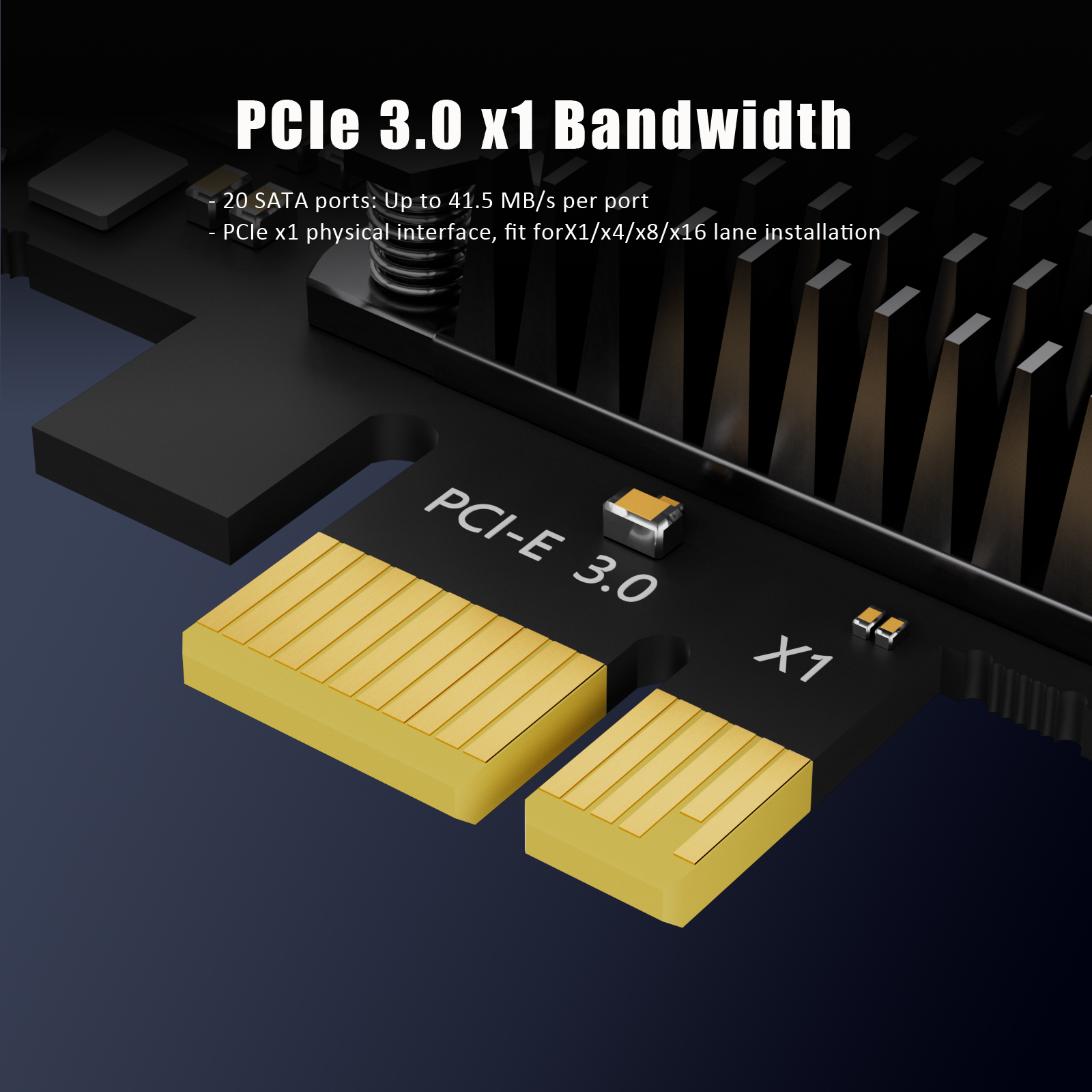 SA3120C 20-Port SATA Expansion Card, PCIE X1 Interface