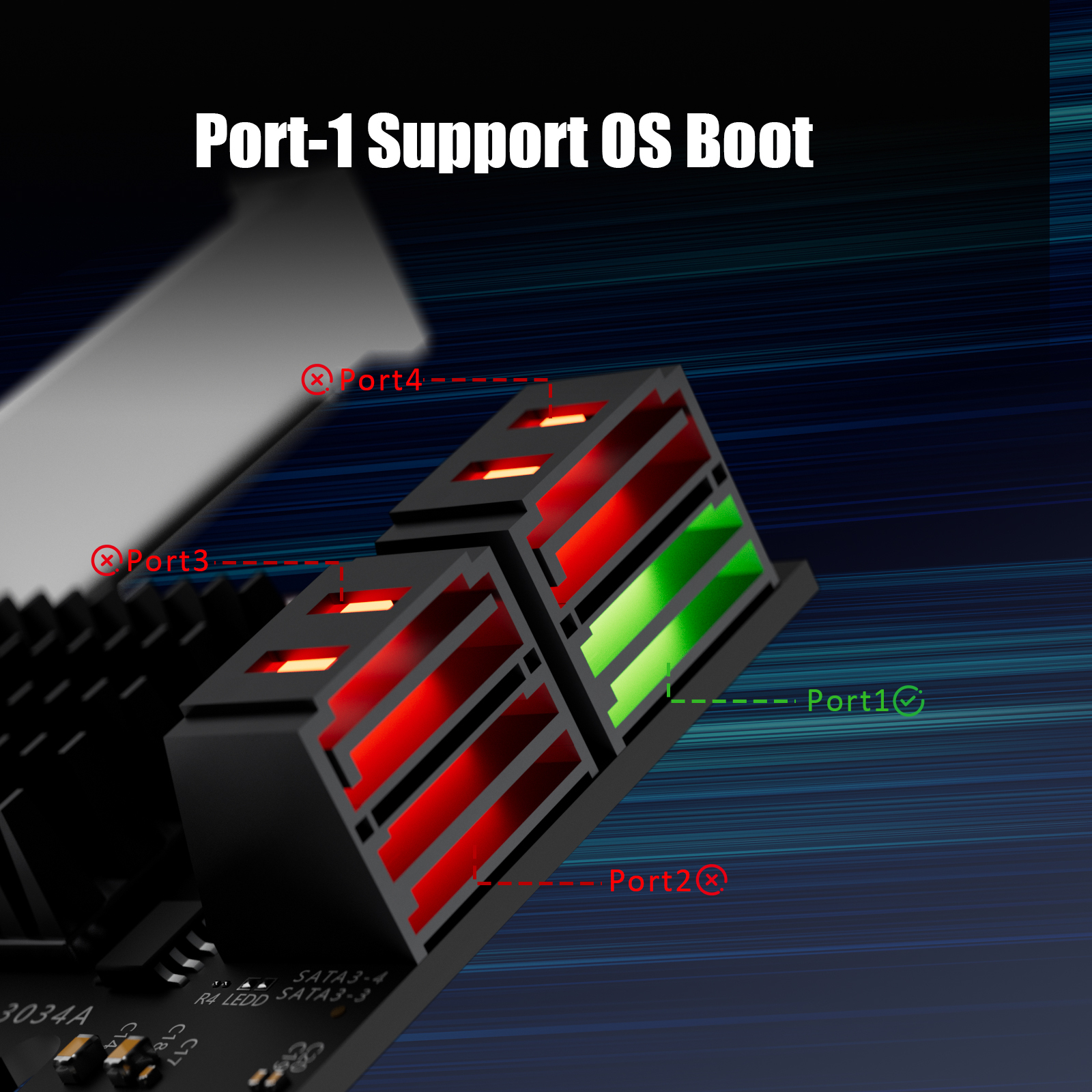 SA3034C 4-Port SATA Expansion Card, PCIE X1 Interface