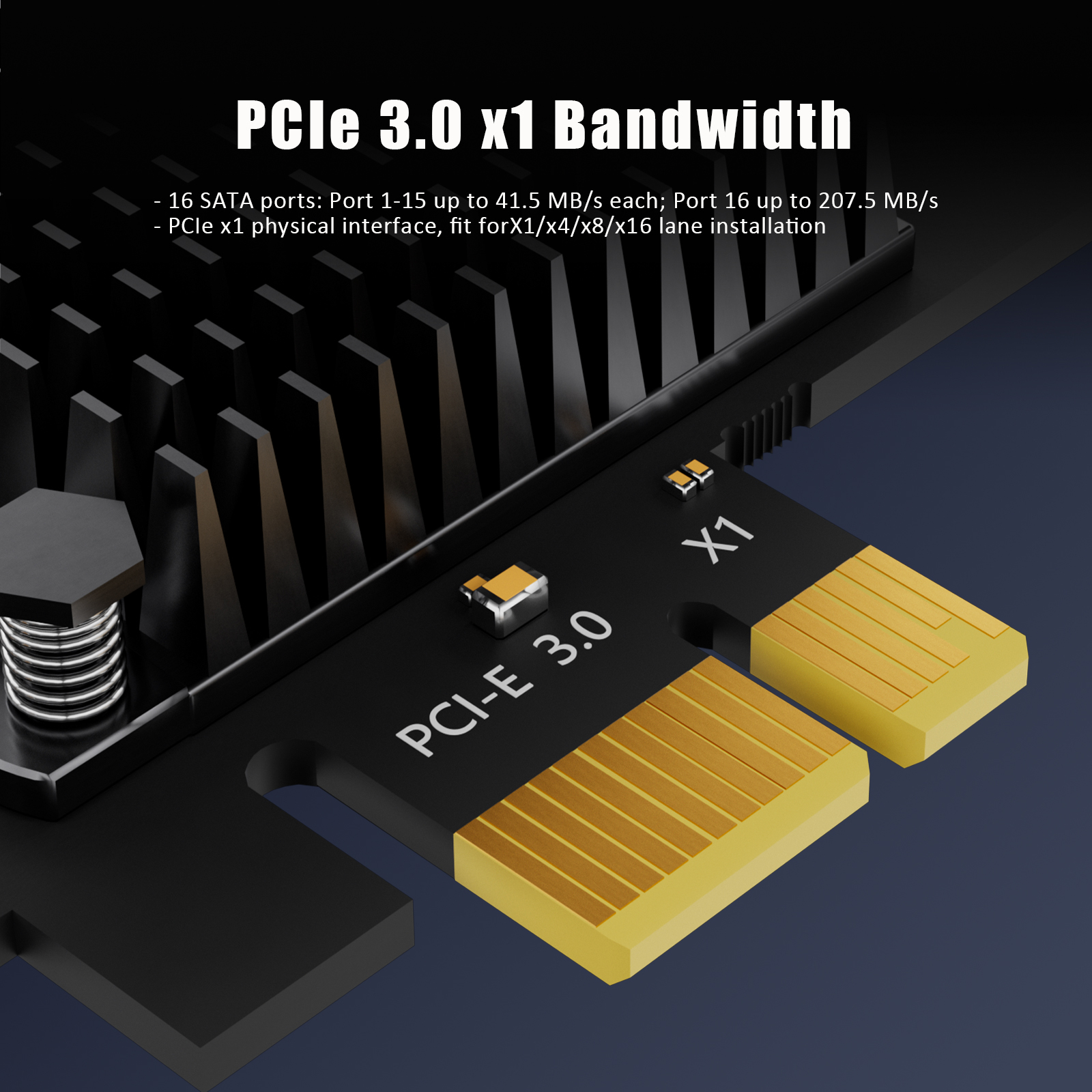 SA3116C 16-Port SATA Expansion Card, PCIE X1 Interface