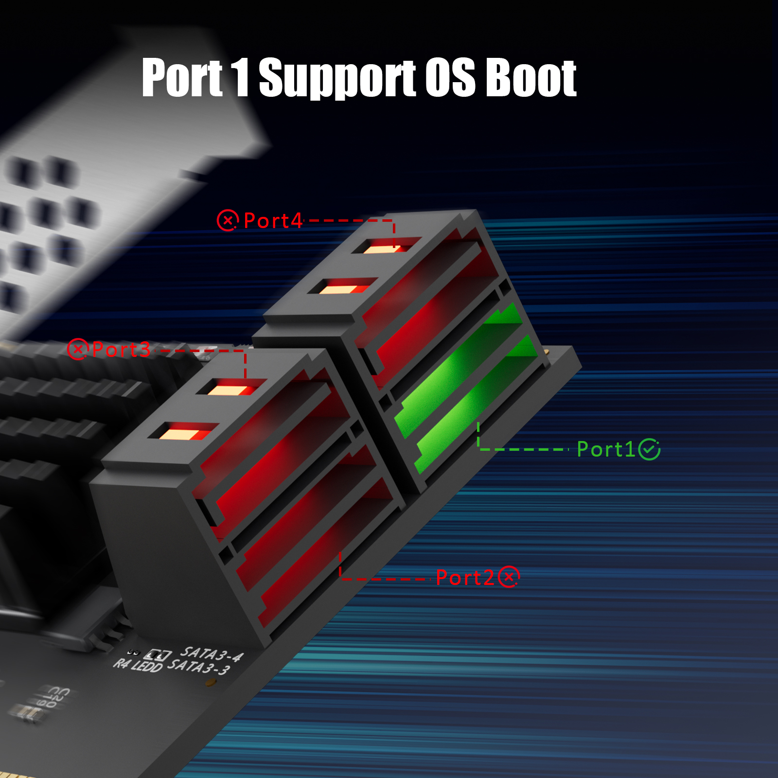 SA3234C 4-Port SATA Expansion Card, PCIE X4 Interface