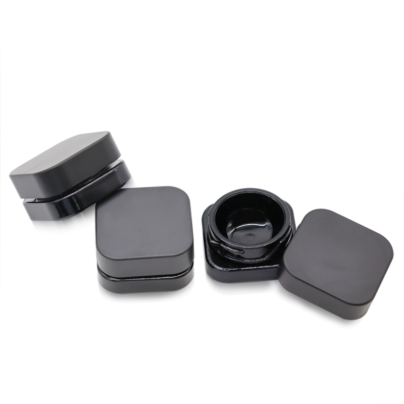 9ml Square Qube opal black UV glass Concentrate jar With CR cap