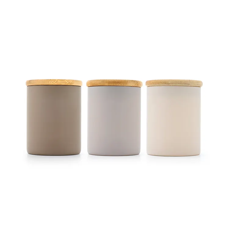 Colorful glass bottle wide mouth jar coffee glass bottle Eco-friendly borosilicate glass container with airtight bamboo wood lid