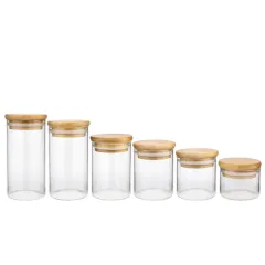 30ml 50ml 80ml 100ml 120ml 150ml high borosilicate kitchen spice storage glass jar with bamboo lid storage